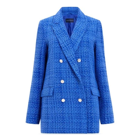🔥French Connection Azzurra Tweed Blue Blazer - Picture 4 of 11